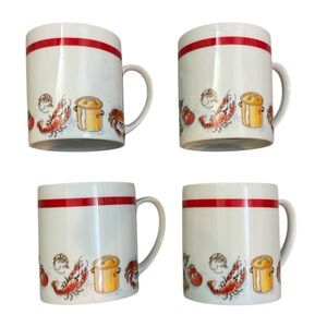 D.H. Holmes Gumbo Themed Mugs Porcelain New Orleans Joyce Hensley Japan 80s